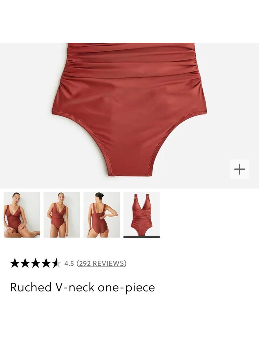 🆕 J. Crew Sexy V One Piece Red Brown Clay Swimsuit Plus 22 NEW NWT Blogger - Picture 11 of 15